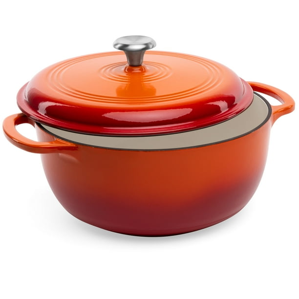 Home Marketplace 2-Piece Enamel Cast Iron Dutch Oven Red 4 Quart